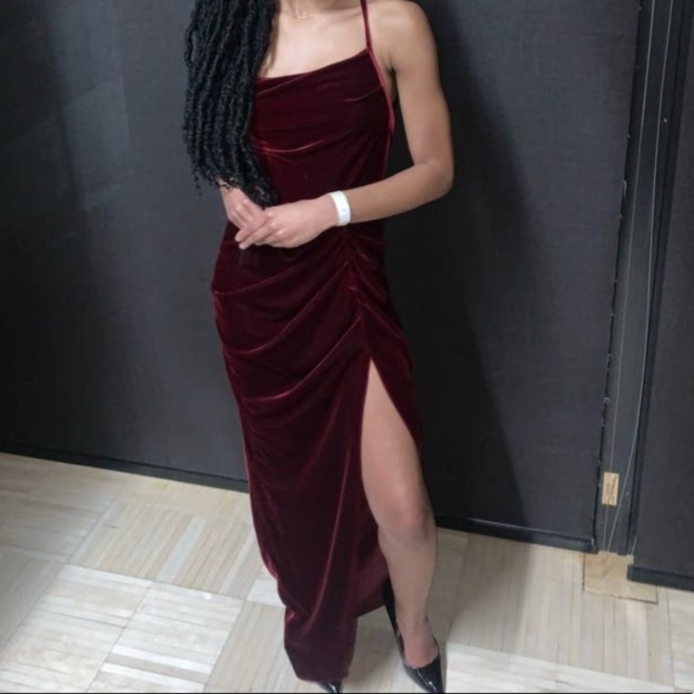 Amanda Uprichard Burgundy Backless Dress